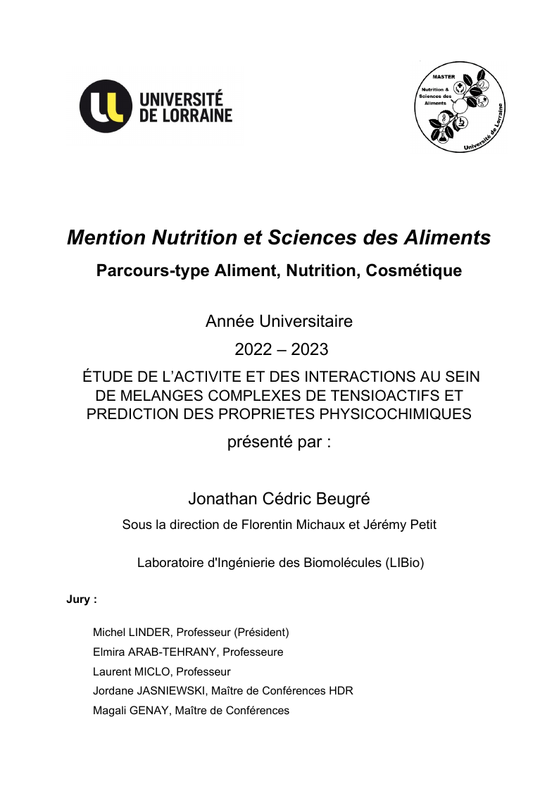 Couverture du rapport scientifique de Jonathan Beugré