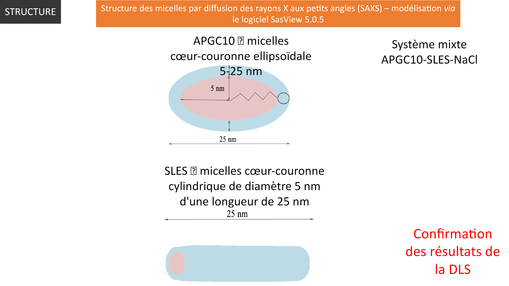 Résultats de diffusion des rayons X aux petits angles et modélisation des micelles